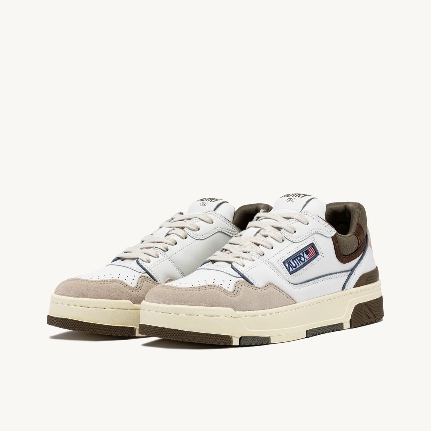 Autry - Sneaker CLC Low in Pelle e Suede Bianca Covert Green - immagine 2