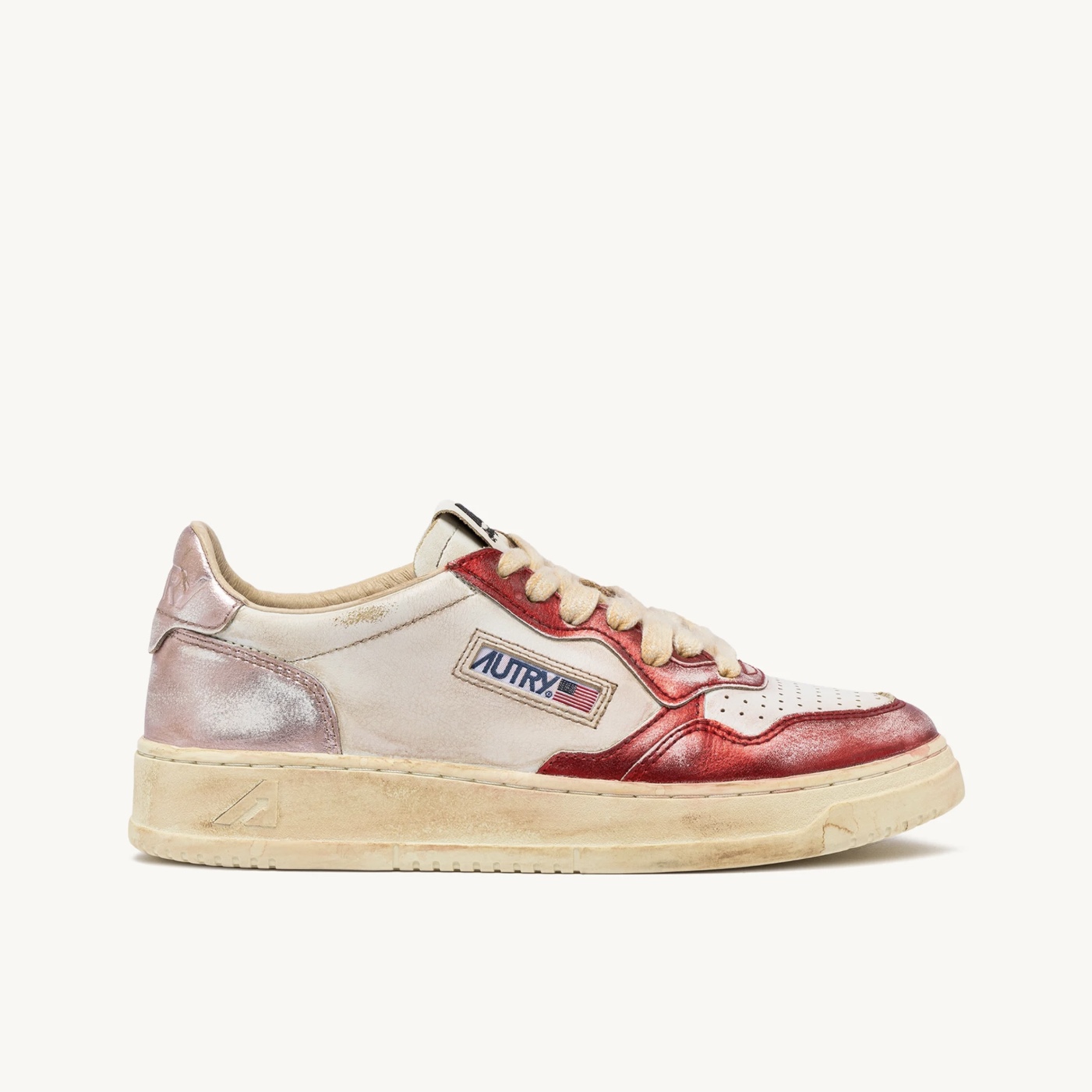 Autry - Medalist Super Vintage in Pelle Spazzolata Rosso Pink
