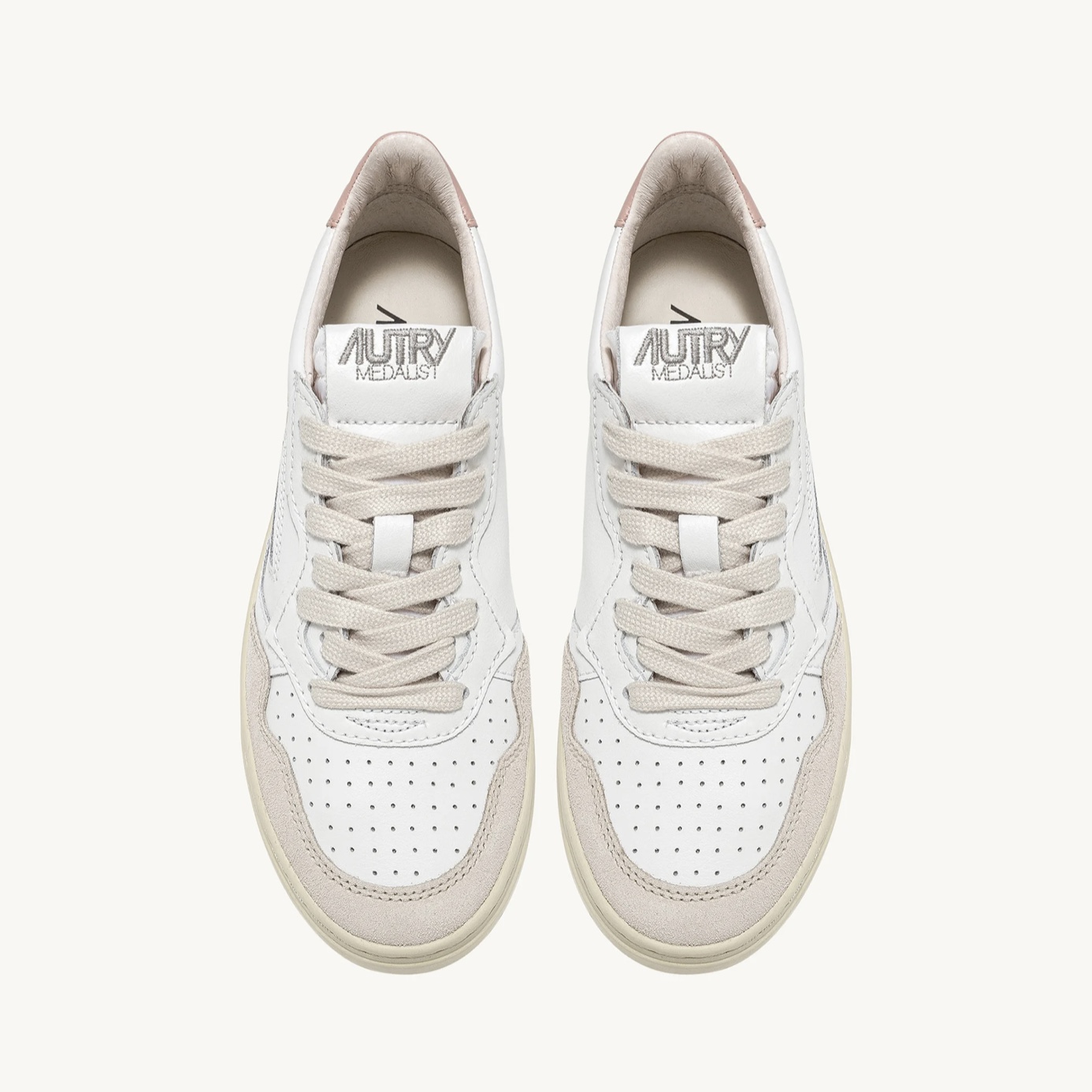 Autry - Medalist Low In Pelle e Suede Bianca Powder - immagine 5