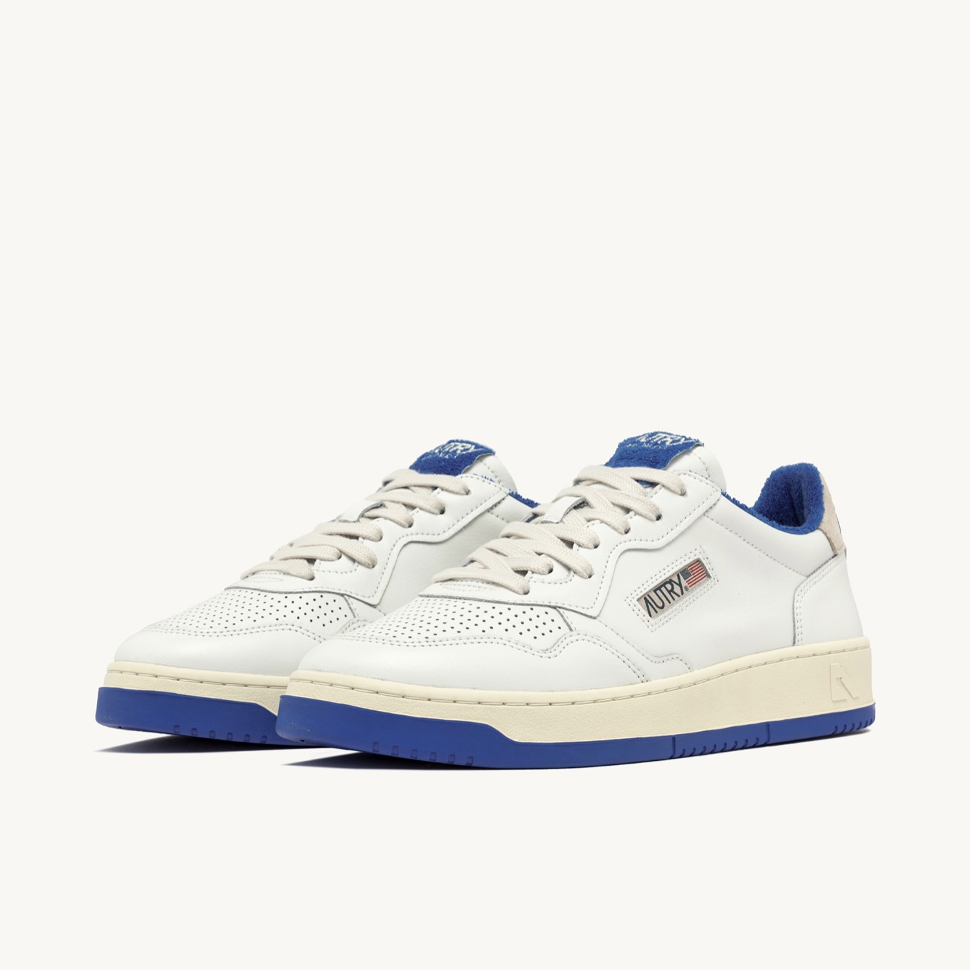 Autry - Medalist Low in Pelle Bianca e Spugna Palace Blue - immagine 2