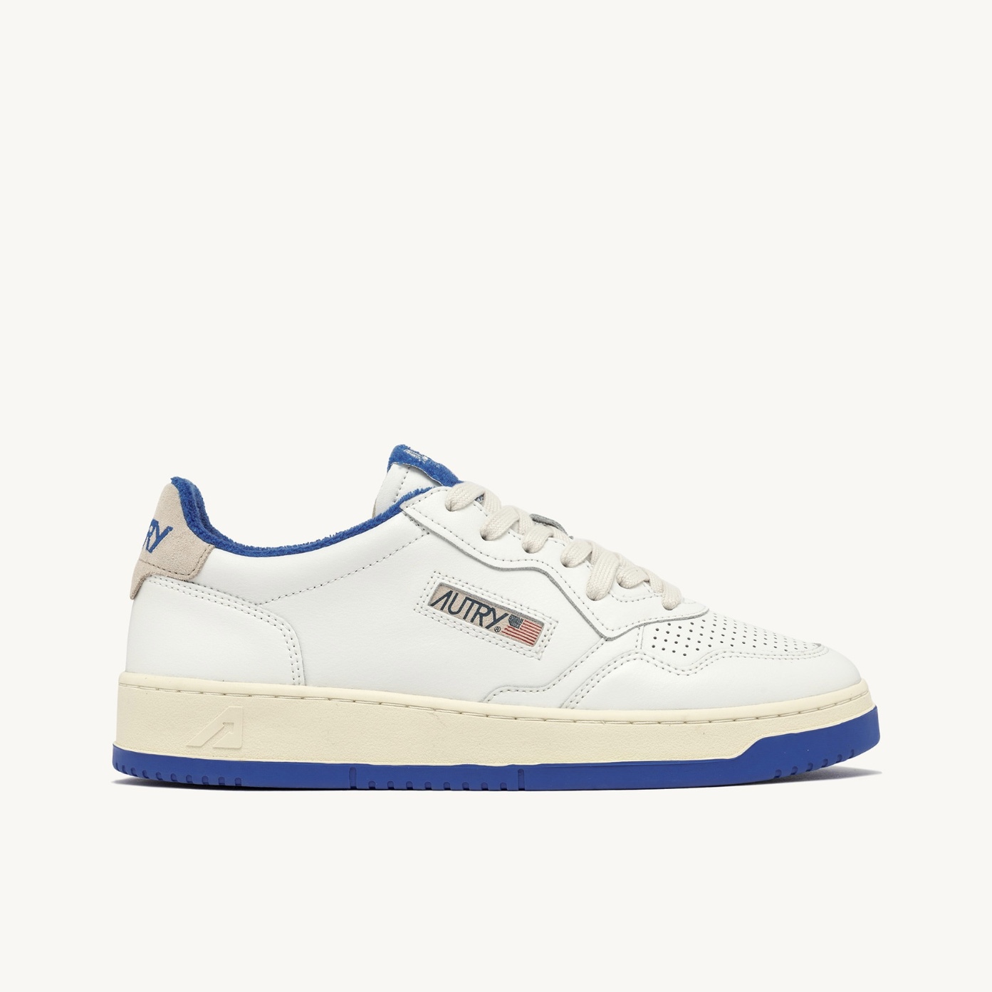 Autry - Medalist Low in Pelle Bianca e Spugna Palace Blue