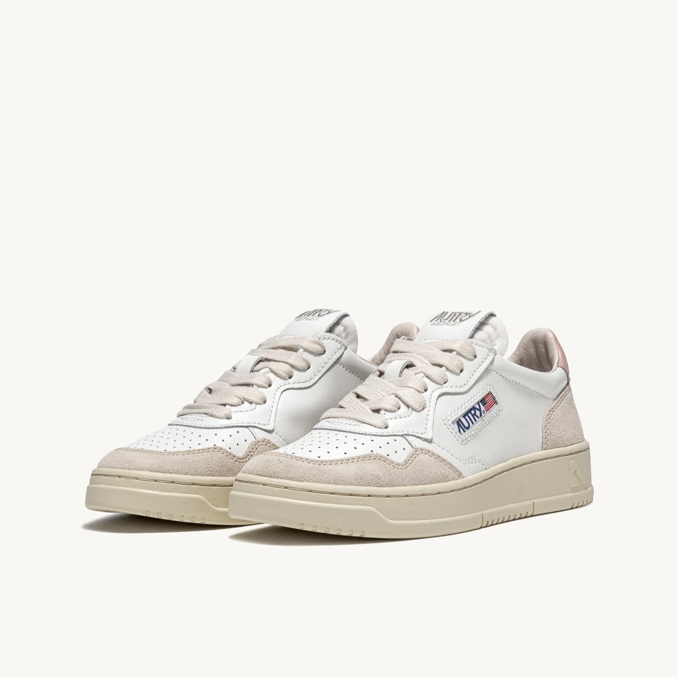 Autry - Medalist Low In Pelle e Suede Bianca Powder - immagine 2