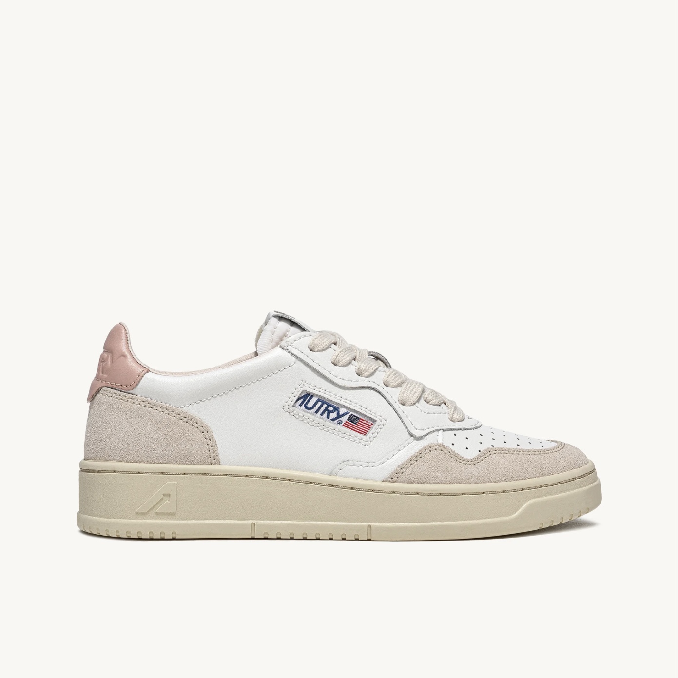 Autry - Medalist Low In Pelle e Suede Bianca Powder