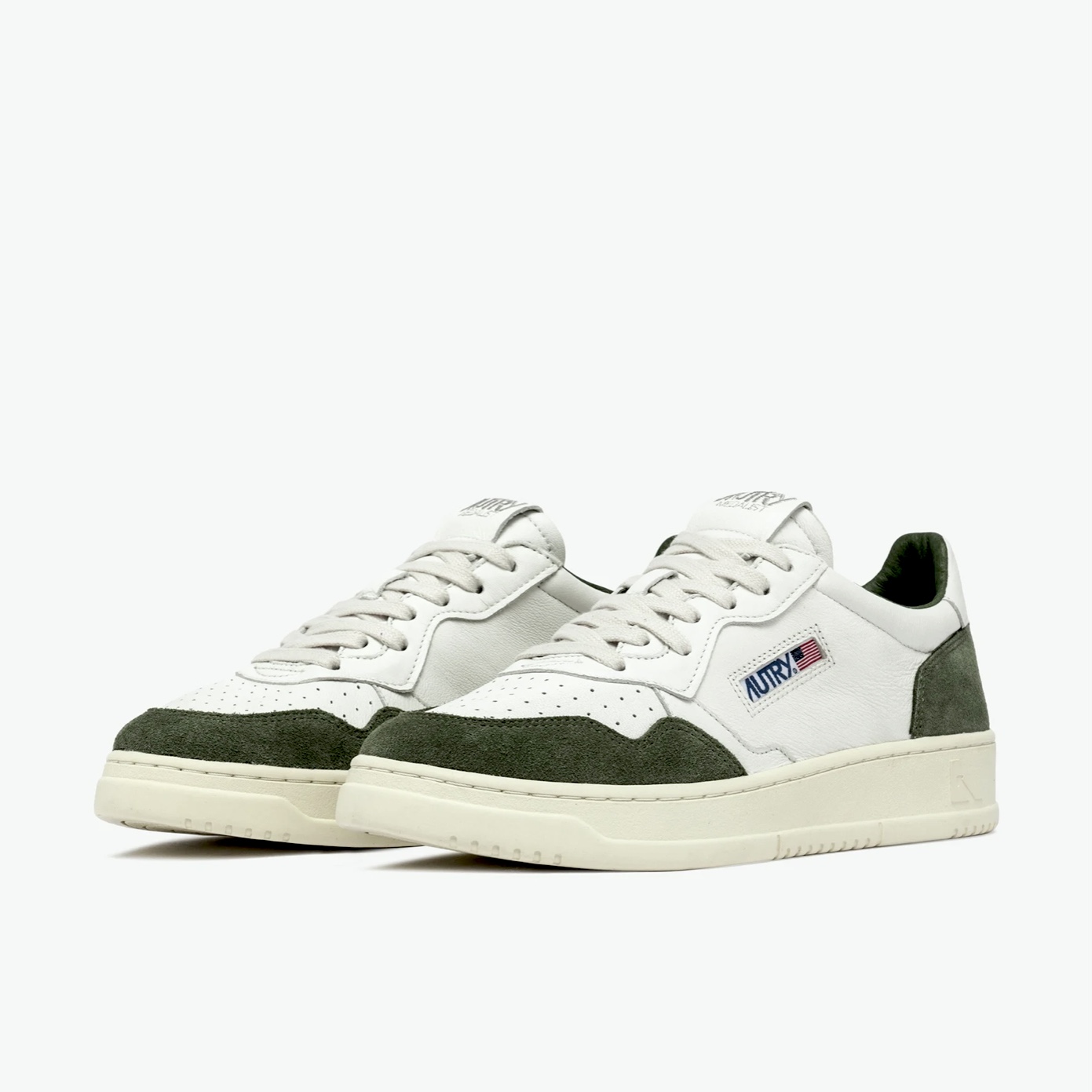 Autry - Medalist Low in Pelle di Capra e Suede Bianco Bottle - immagine 2