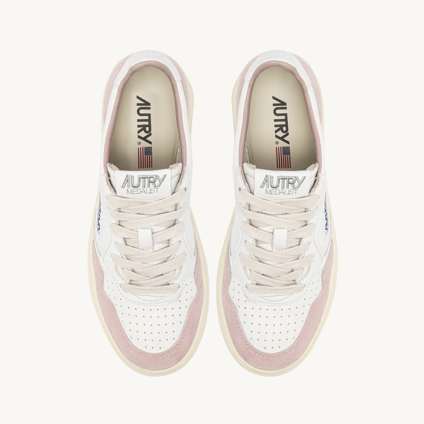 Autry - Medalist Low in Pelle Suede Bianco Powder - immagine 5