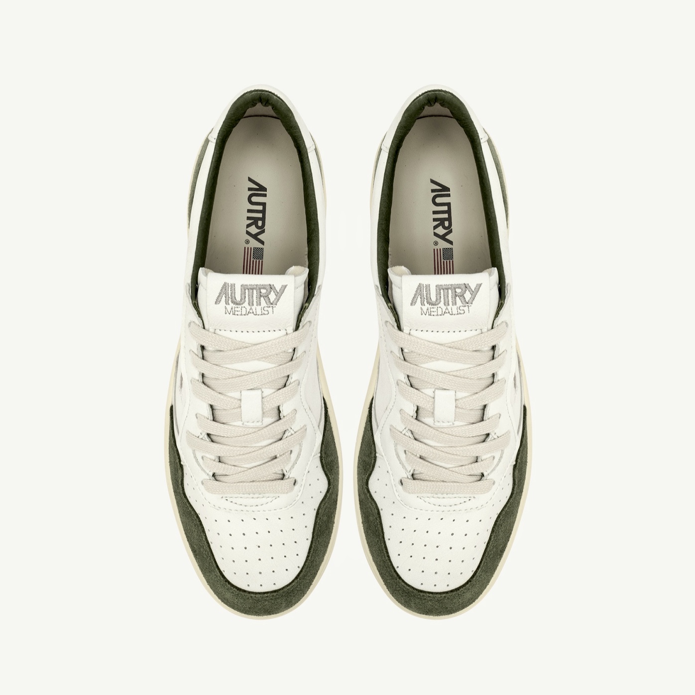 Autry - Medalist Low in Pelle di Capra e Suede Bianco Bottle - immagine 5