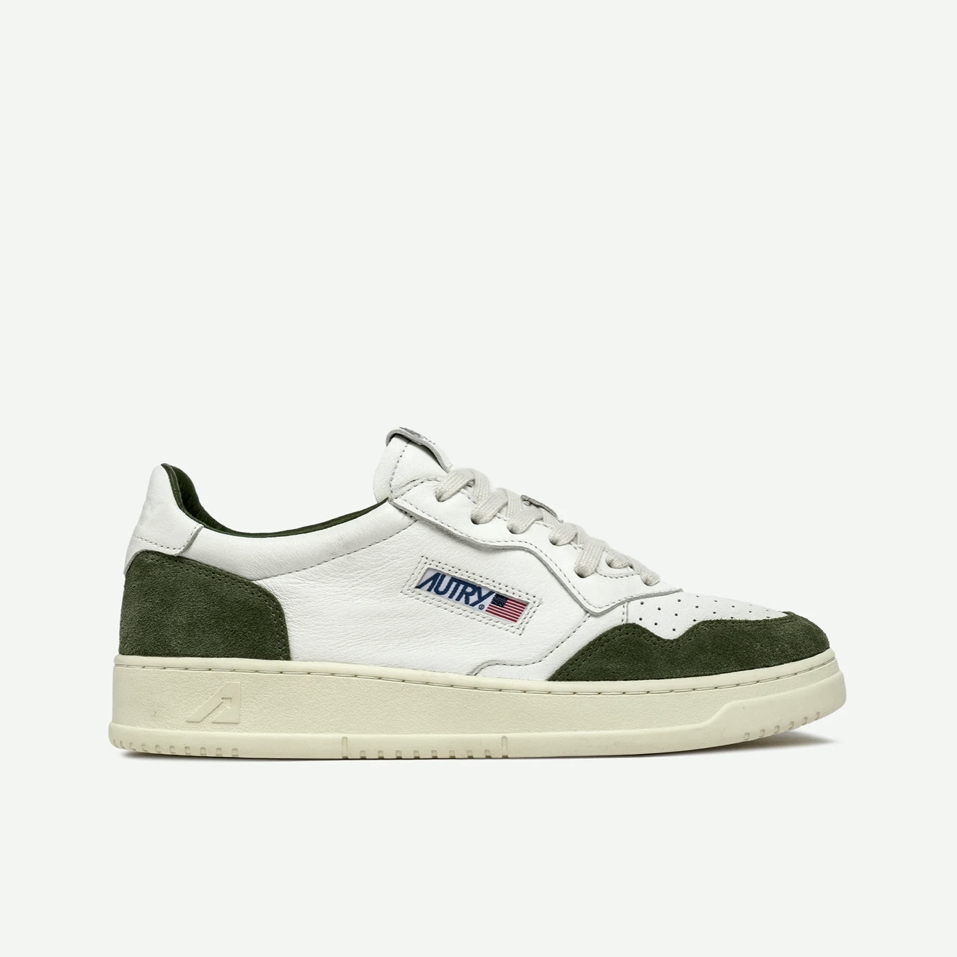 Autry - Medalist Low in Pelle di Capra e Suede Bianco Bottle