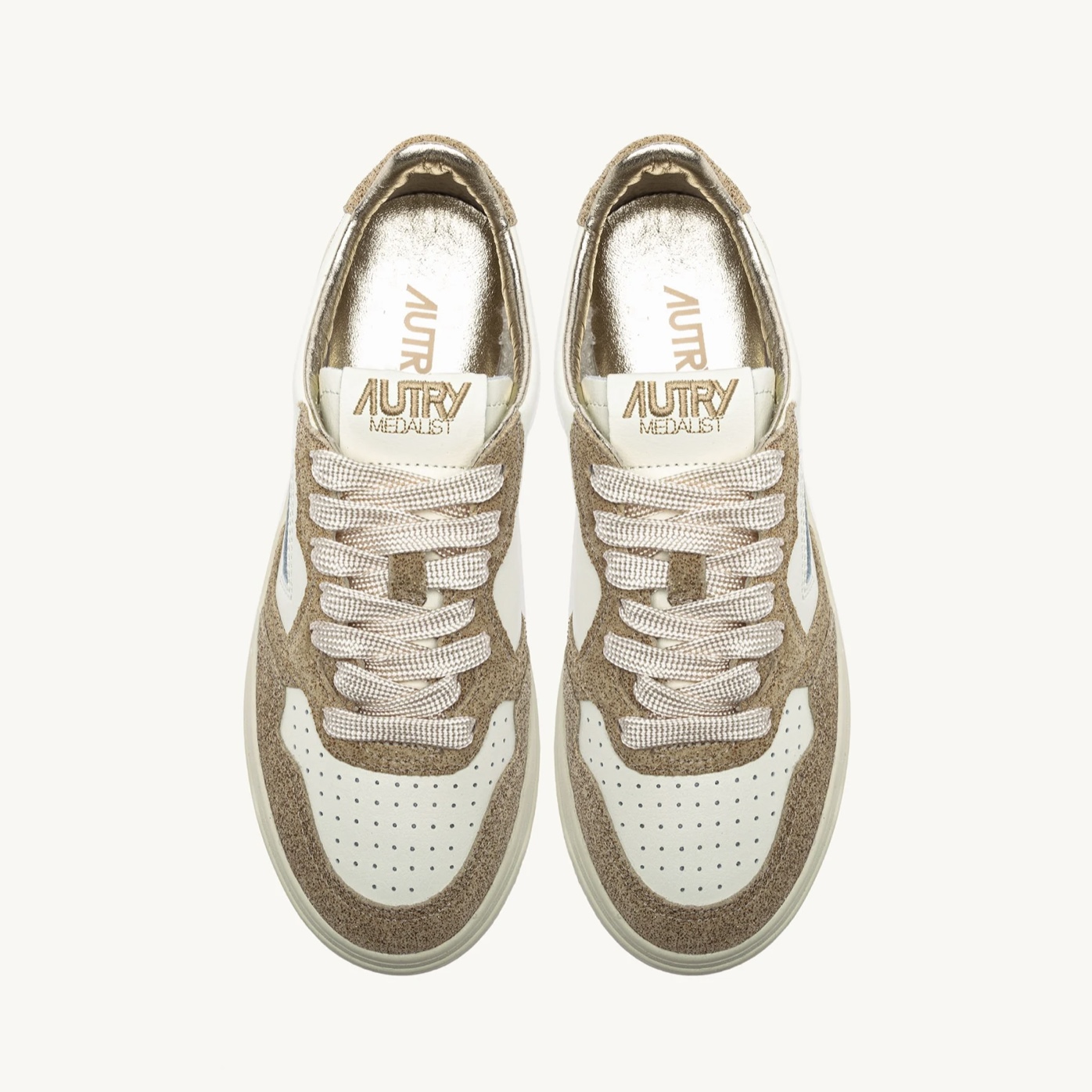 Autry Sneakers Medalist Low in Pelle e Glitter Sand - immagine 5