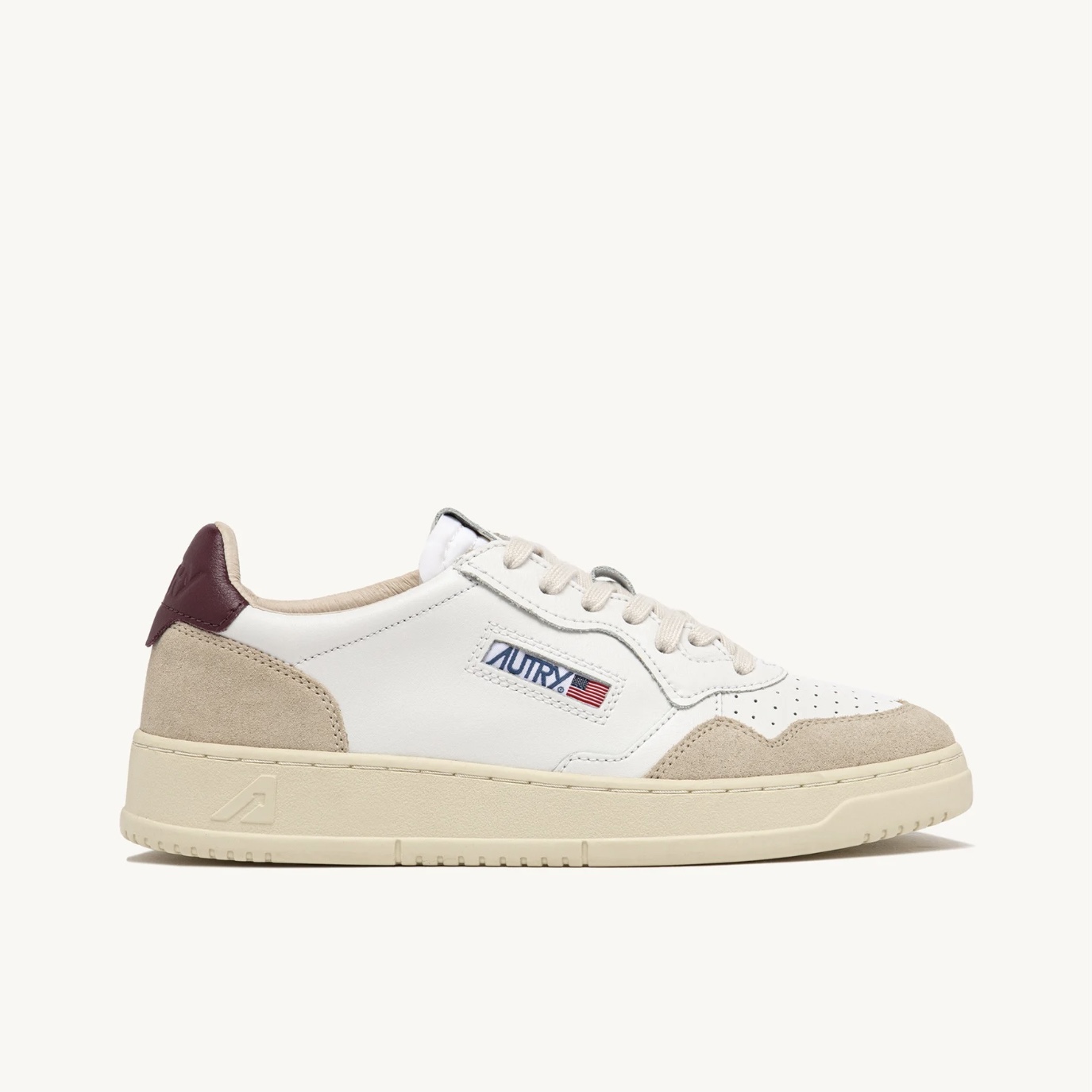 Autry - Sneakers Medalist Low in Pelle e Suede Bianco Burgundy