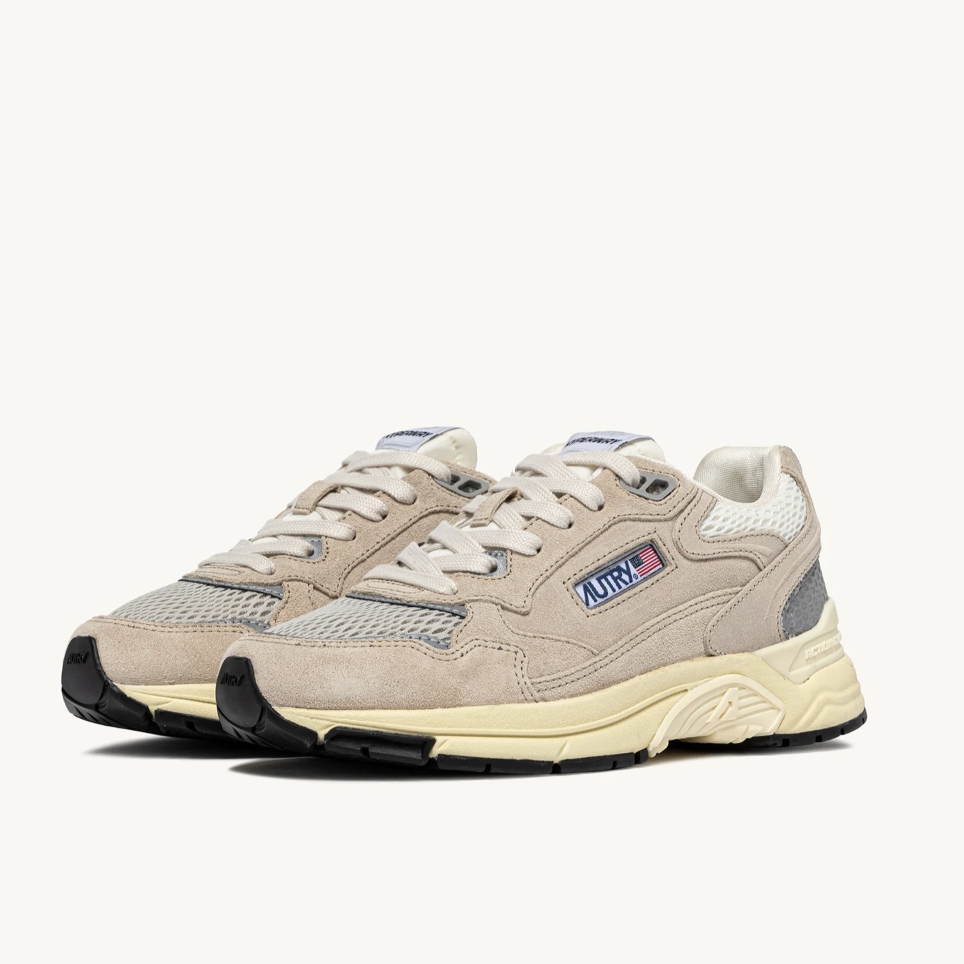 Autry Sneakers Hyperway in Mesh e Suede Sand e Argento - immagine 2