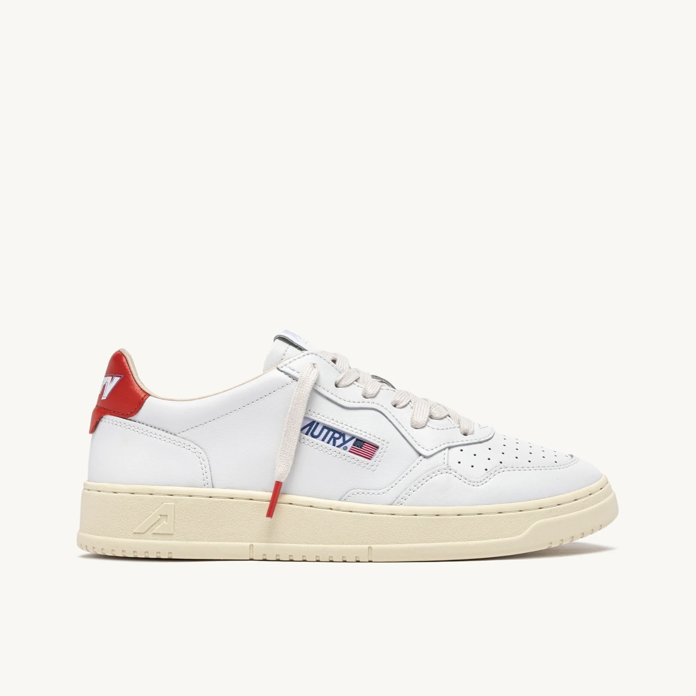 Autry Sneakers Medalist Low in Pelle Bianca e Spicy Orange