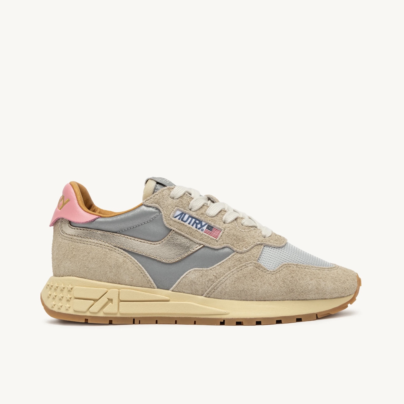 Autry Sneakers Reelwind in Nylon e Suede Silver Platinum Reflective